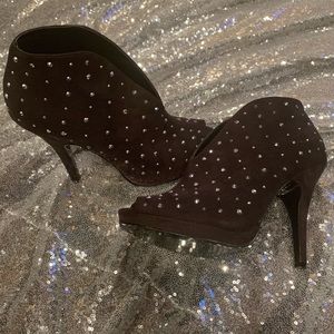 Nina Black Swede Studded Booties